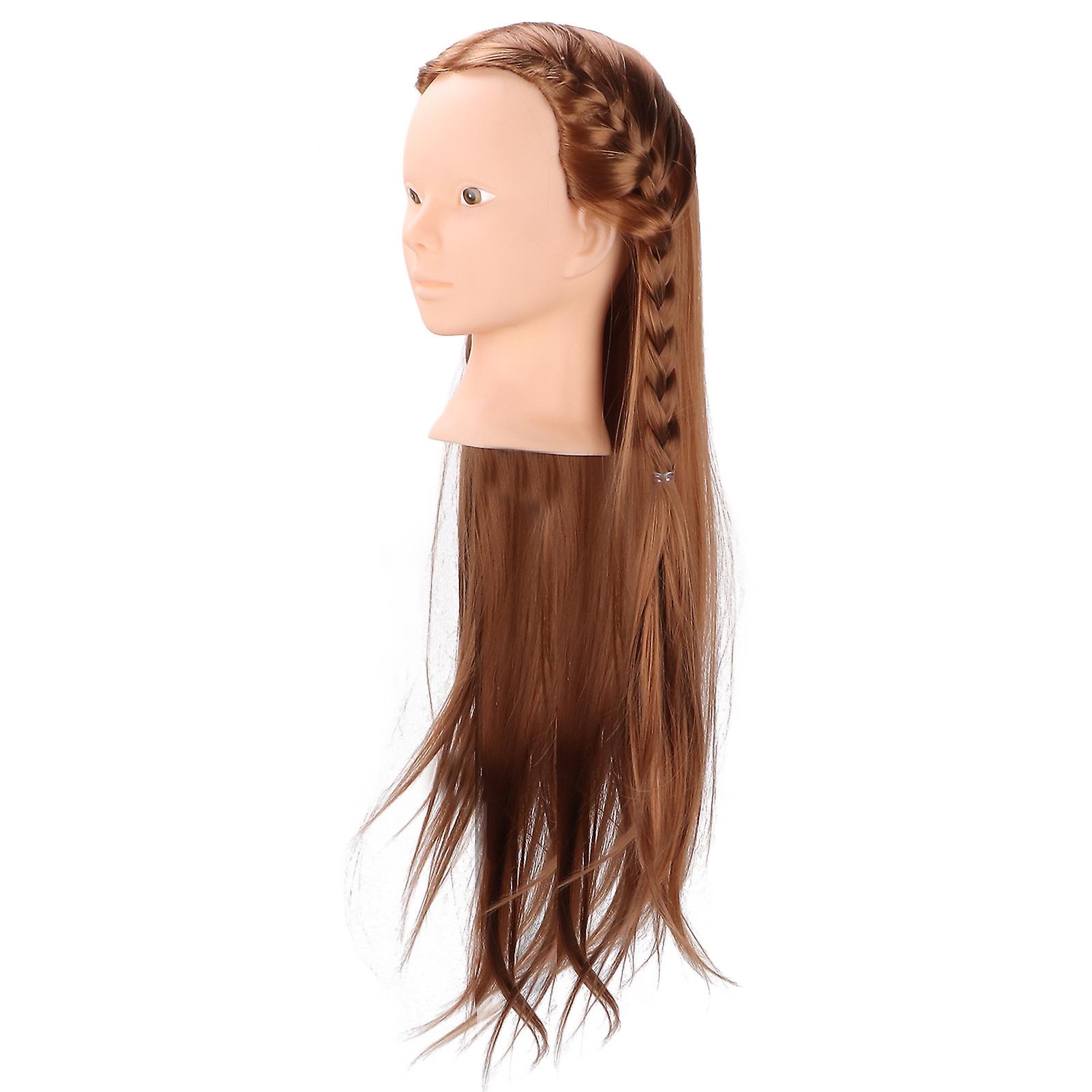 Long Hair Mannequin Head Light Brown Hairdresser Practice Training Head Cosmetology Manikin Doll Head