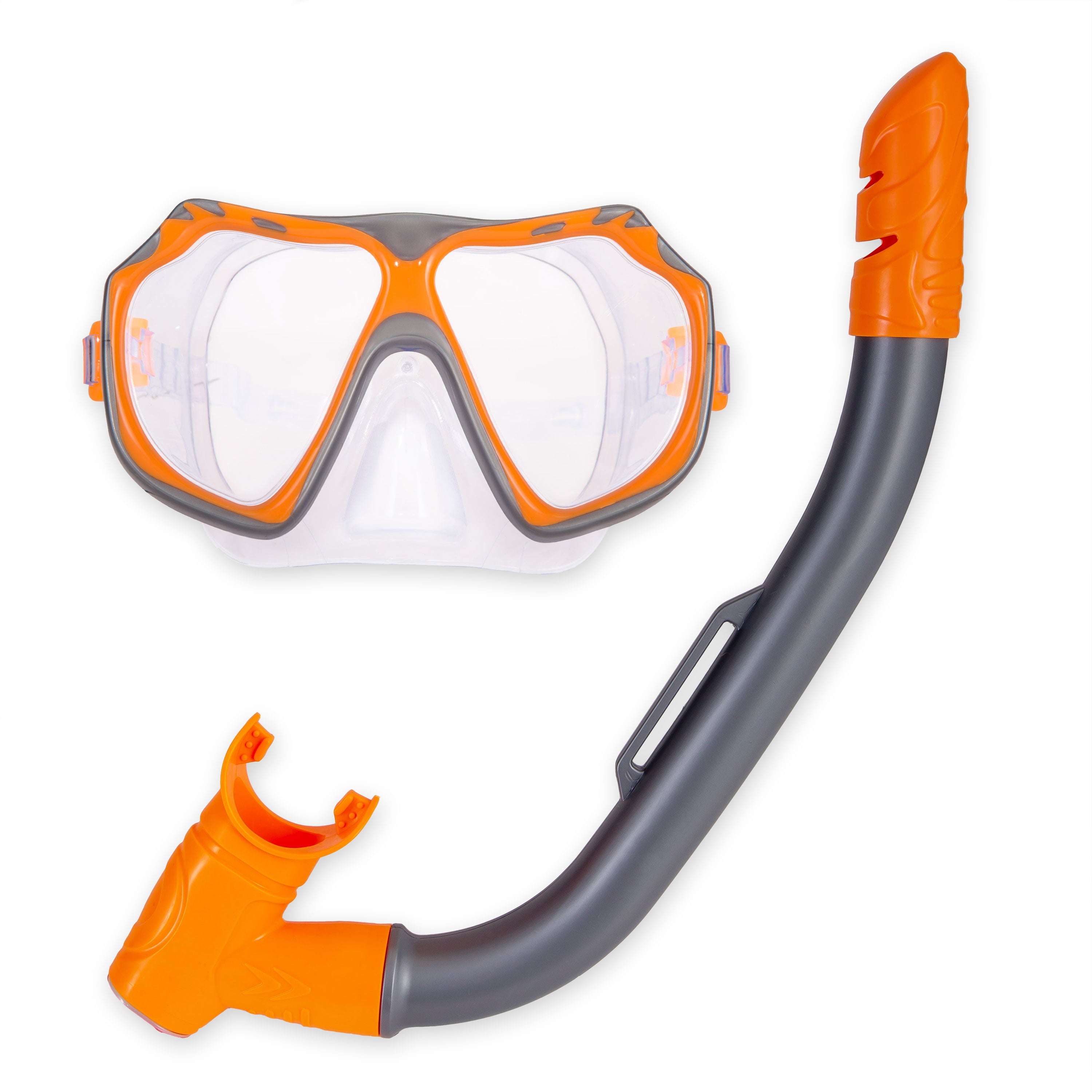 Dolfino Youth Unisex Latex Free Swim Mask and Snorkel Set with Duel Lens, Silver