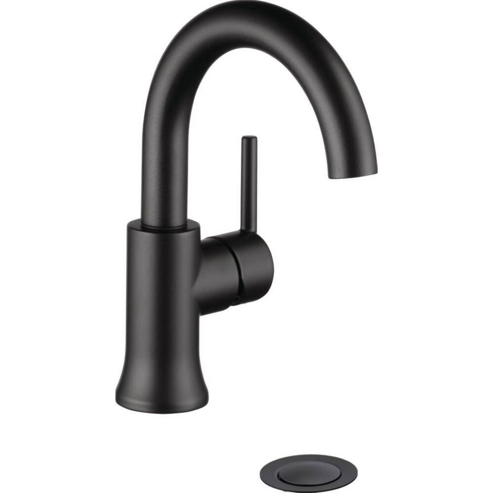 Delta Trinsic Single Hole Single-Handle Bathroom Faucet with Metal Drain Assembly in Matte Black 559HA-BL-DST