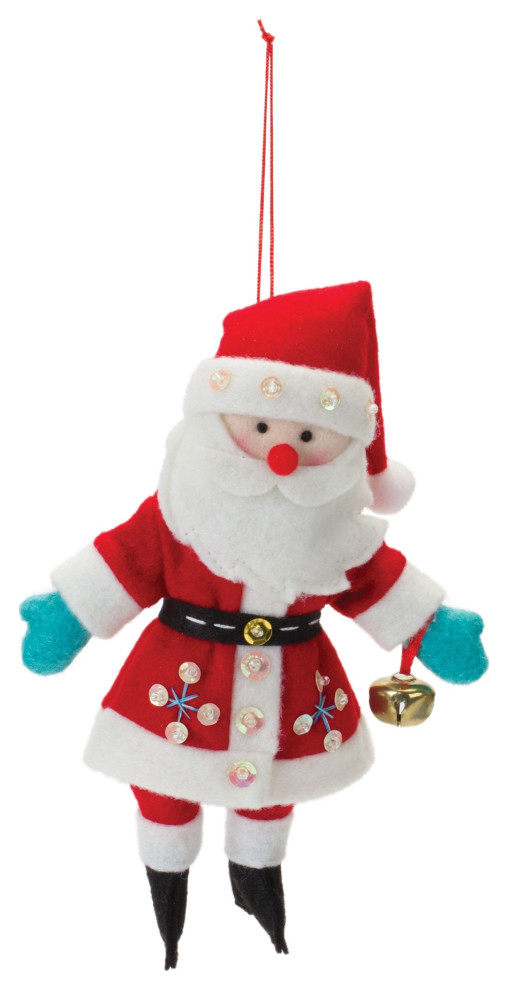 Plush Santa Ornament  Set of 12   Christmas Ornaments   by Melrose International LLC  Houzz