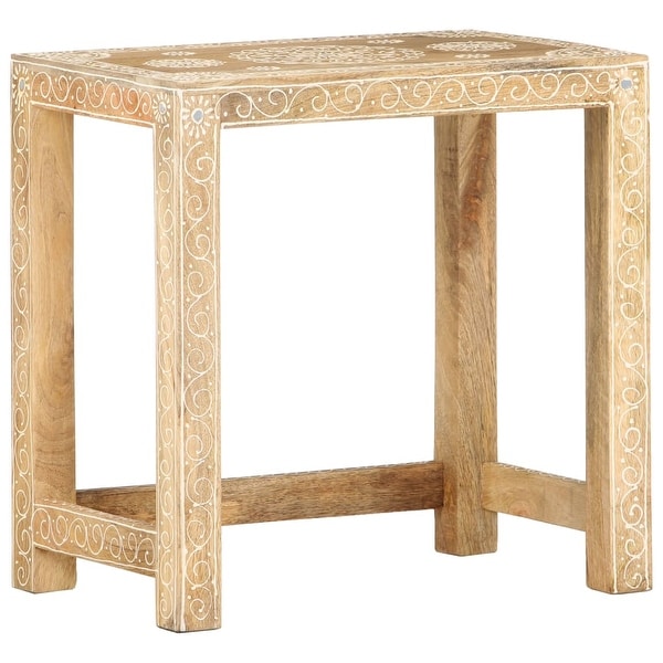 vidaXL 2 Piece Hand-painted Side Table Set Solid Mango Wood - 17.7