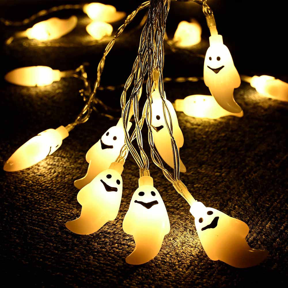 Yescom 15Ft Halloween String Light Spooky Ghost 30LEDs