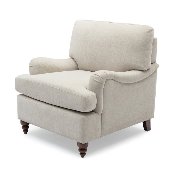 Upholstered Armchair Accent Chair with Solid Wood Legs - 35