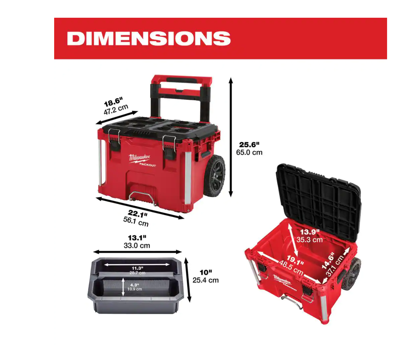 Milwaukee 48-22-8426-8443 PACKOUT 22 in. Rolling Tool Box and 22 in. 3-Drawer