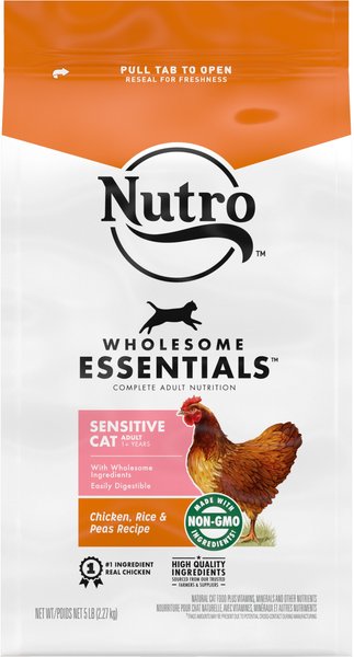 Nutro Wholesome Essentials Sensitive Cat Chicken， Rice and Peas Recipe Dry Cat Food