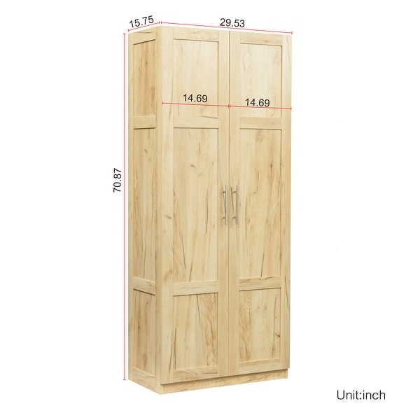 High wardrobe and kitchen cabinet with 2 doors and 3 partitions to separate 4 storage spaces - - 37010634