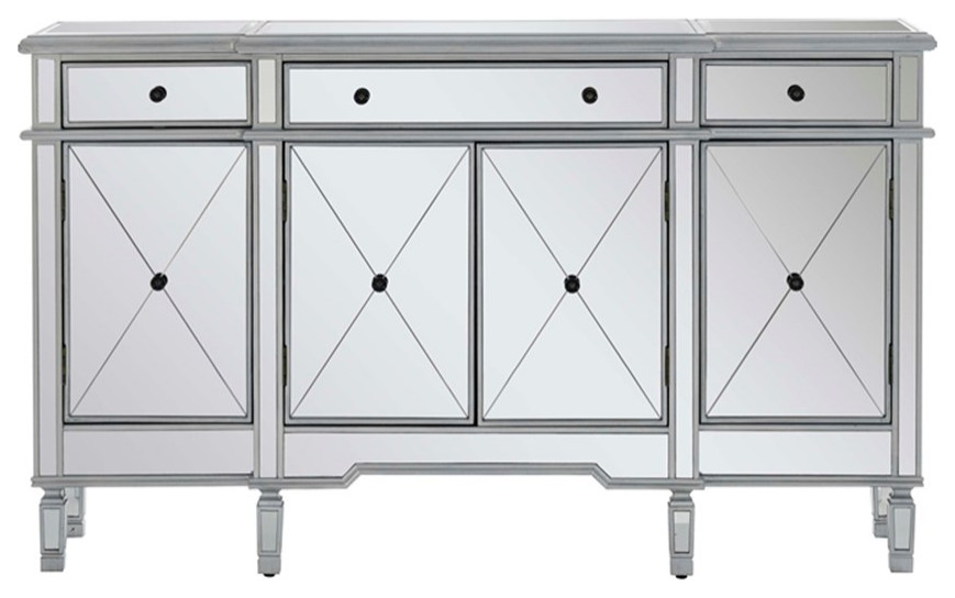 Linon Tally Mirrored Wood Console in Silver   Transitional   Console Tables   by Homesquare  Houzz