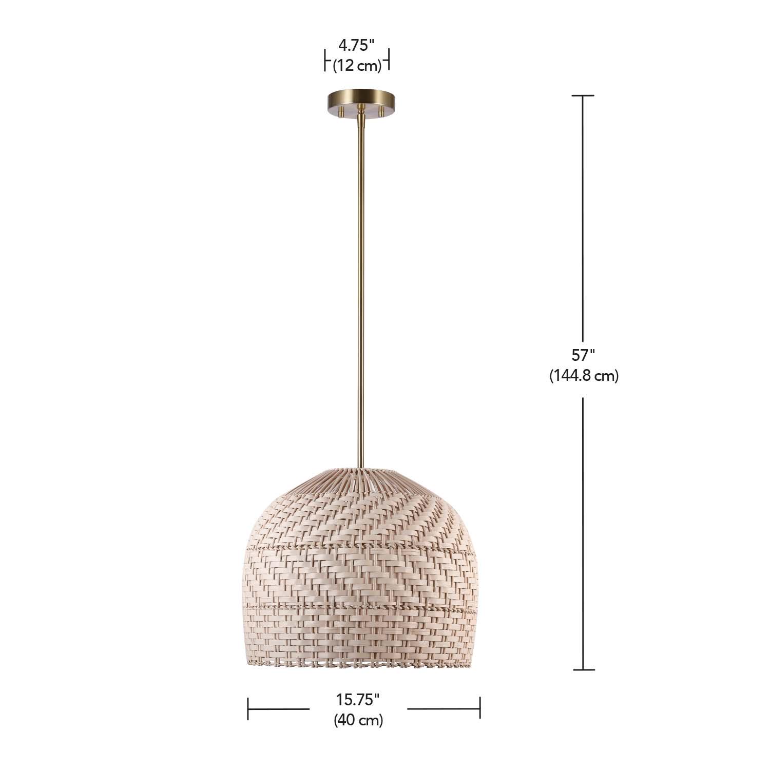 Novogratz x Globe Electric Novogratz x Globe Artessa 2-Light Matte Brass Convertible Chandelier with Cream Rattan and Bamboo Shade， 91002384