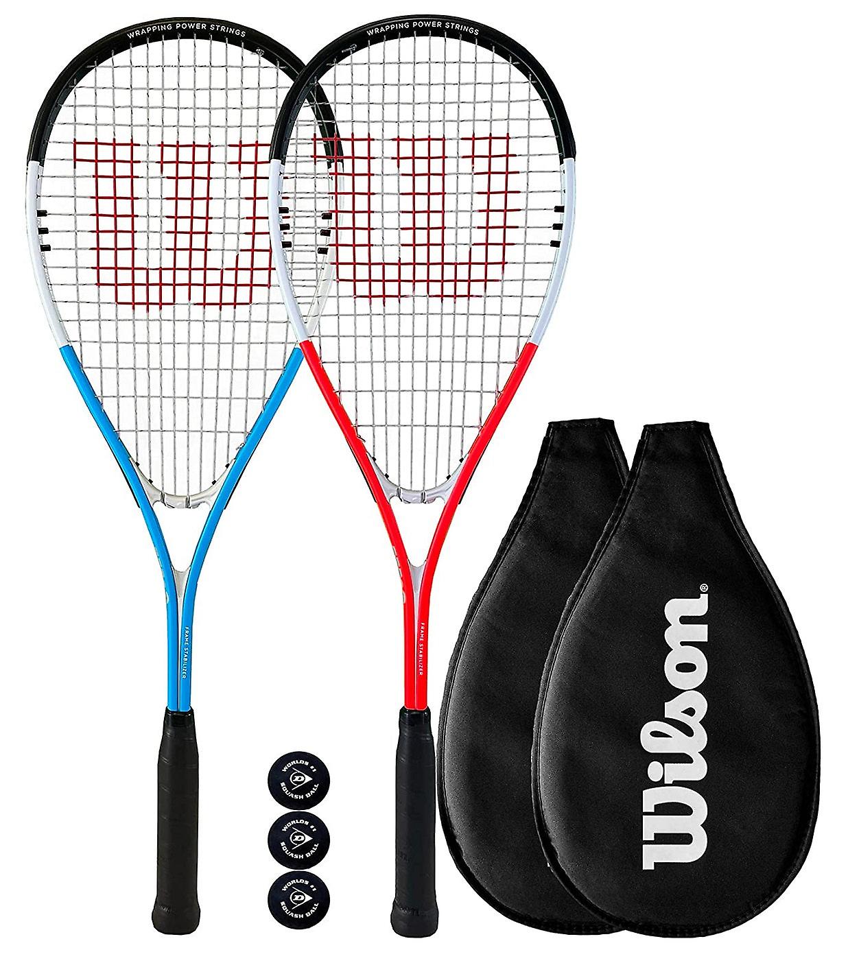 Wilson xp squash racket set including covers and 3 squash balls