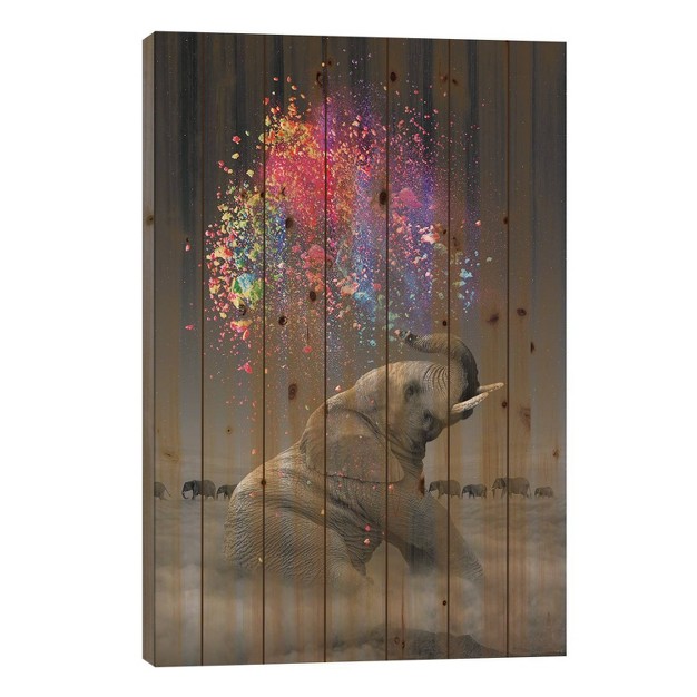 Elephant Color Explosion Wood Print By Soaring Anchor Designs Icanvas