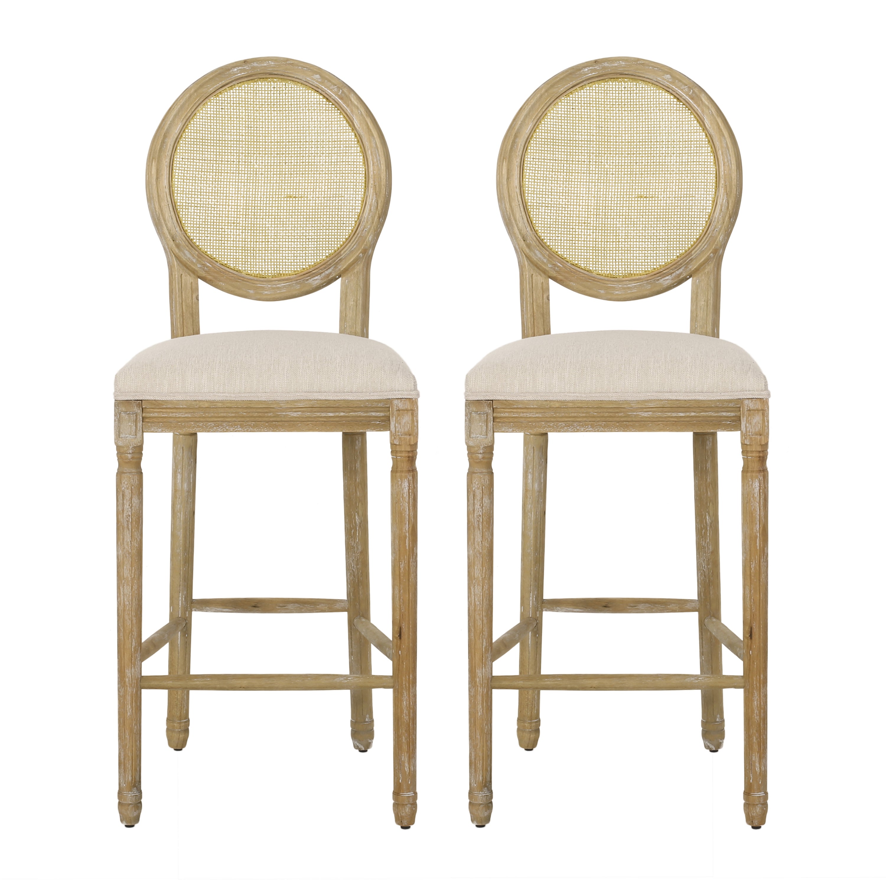 Salton French Country Wooden Barstools with Upholstered Seating (Set of 2)