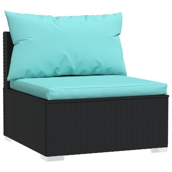 4 Piece Patio Lounge Set with Cushions Poly Rattan Black - Overstock - 36365013