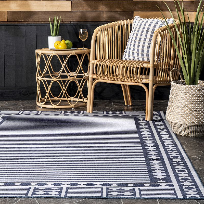 nuLoom Lacie Multi Striped Machine Washable Indoor/Outdoor Area Rug