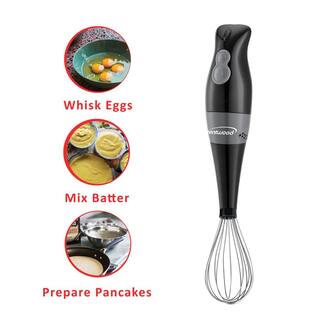 Brentwood Appliances 2-Speed Black Hand Mixer Blender and Food Processor with Balloon Whisk HB-38BK