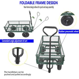 Tatahance Metal 4-Wheeled Folding Utility Hand Cart in Grass Green W22721203-Z