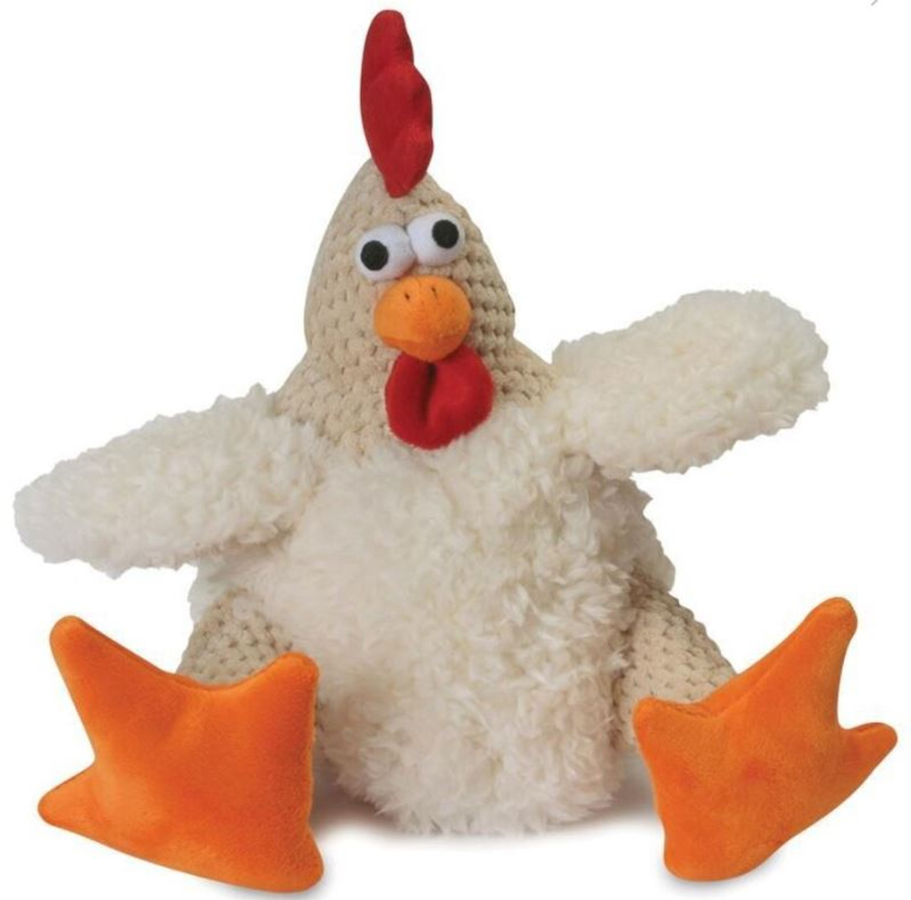 GoDog Checkers Sitting Rooster Plush Dog Toy