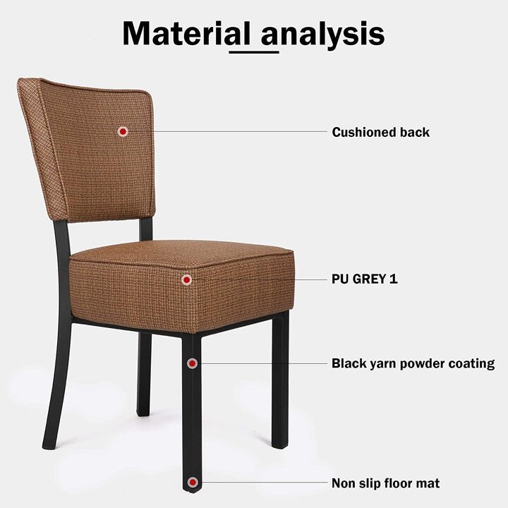 Classic Dining Chair Set of 2  with Stainless Steel Legs  PU Leather High Back Side Chair  Coffee   21.5\