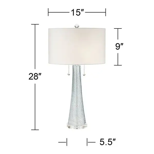 Modern Table Lamp Light Aqua Blue Textured Glass - 15