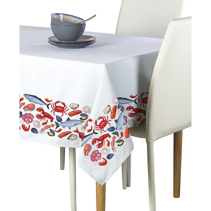 Square Tablecloth， 100% ， 54x54， Fresh Seafood Garland