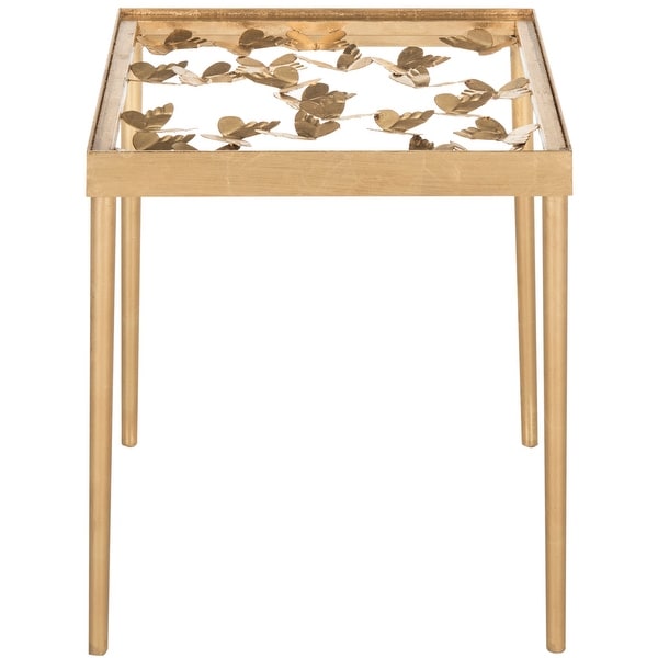 SAFAVIEH Rosalie Antique Gold Leaf Side Table - 18