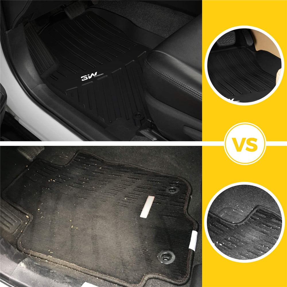 3W Floor MatsandCargo Liner for Nissan Rogue (2014-2019)(NOT for Nissan Rouge Sports) - Full Set All Weather Custom Fit Car Mats with Trunk Mat， Black