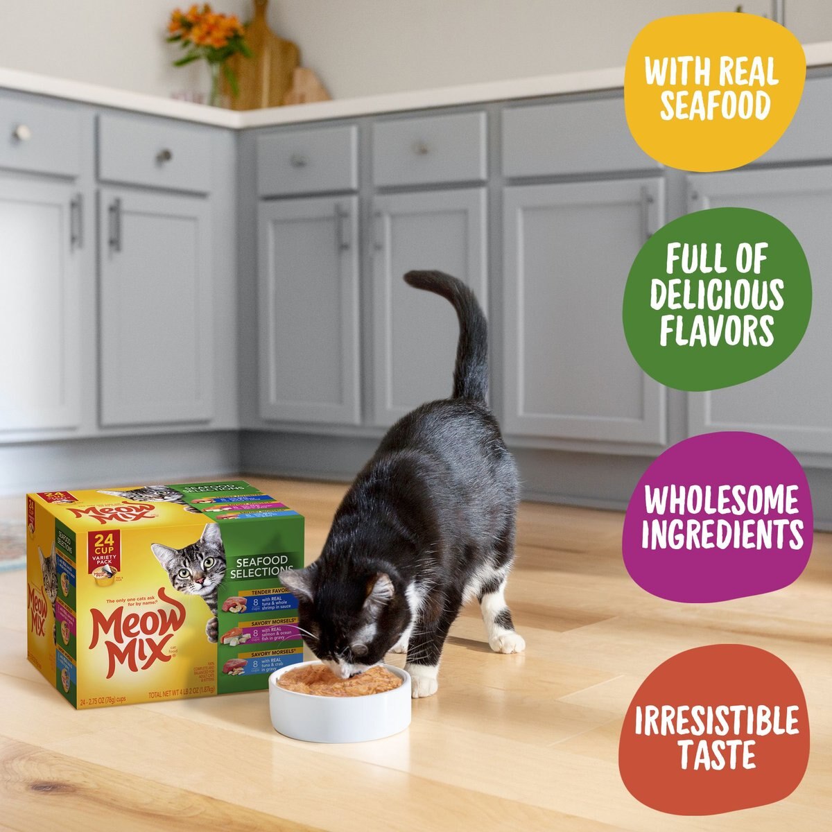 Meow Mix Seafood Selects Variety Pack Wet Cat Food Trays