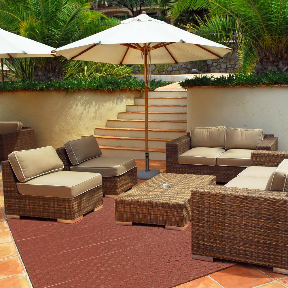 Pure Garden 11.5 in. x 11.5 in. Orange Polypropylene Outdoor Flooring (Set of 12) HW1500104