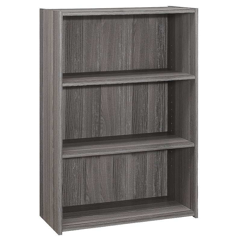 35.5 Gray Contemporary 3 Shelves Rectangular Bookcase