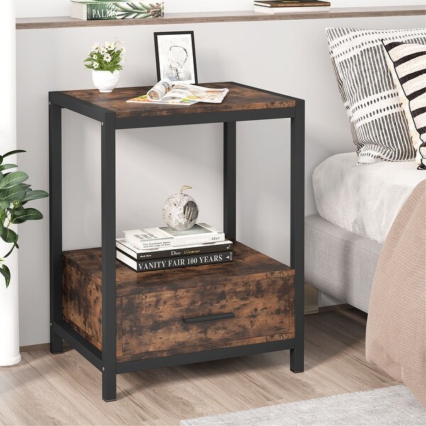 Nightstands，Bedside Table End Table Side Table with Drawers and Storage Shelf - - 33503761