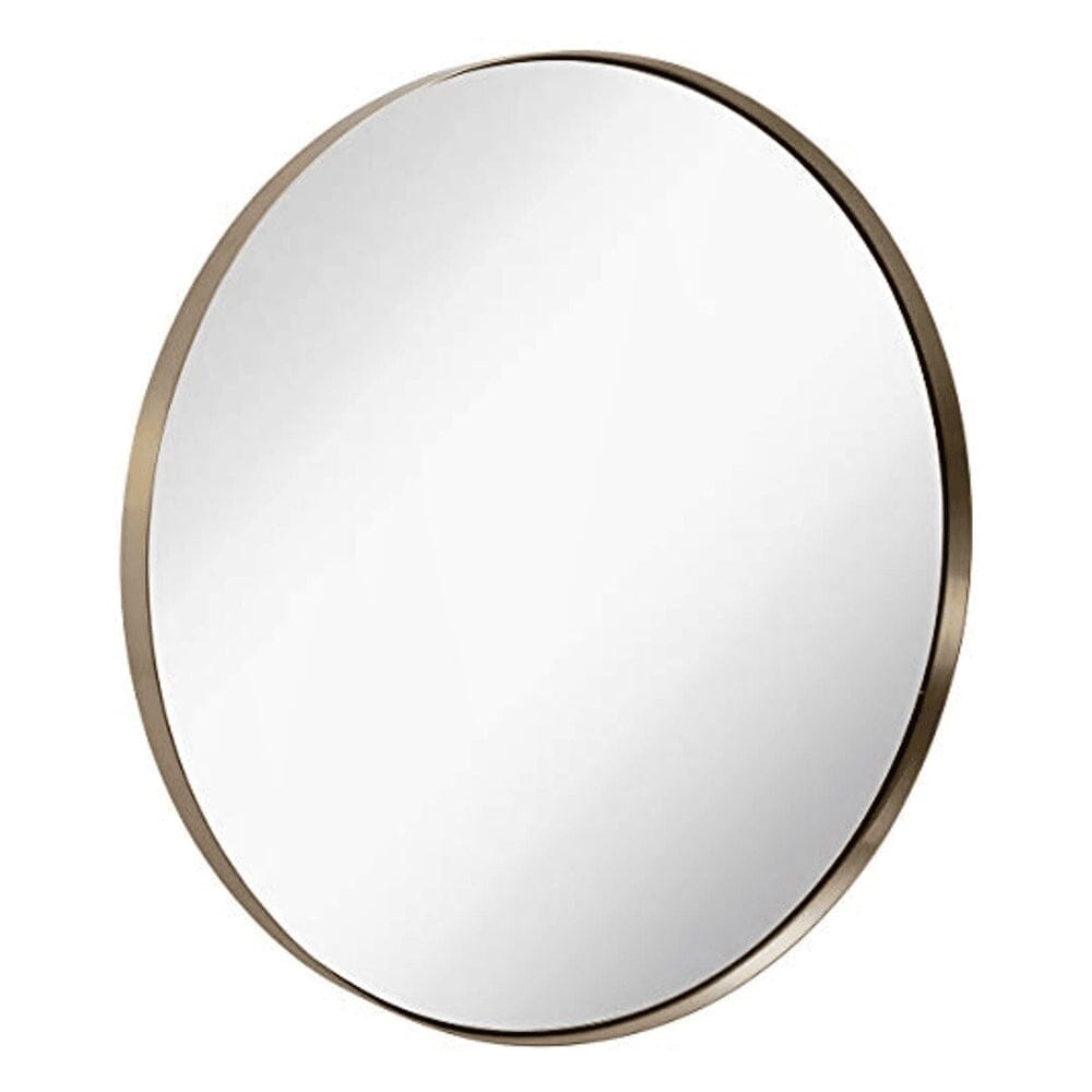 Contemporary Brushed Metal Gold Wall Mirror (35