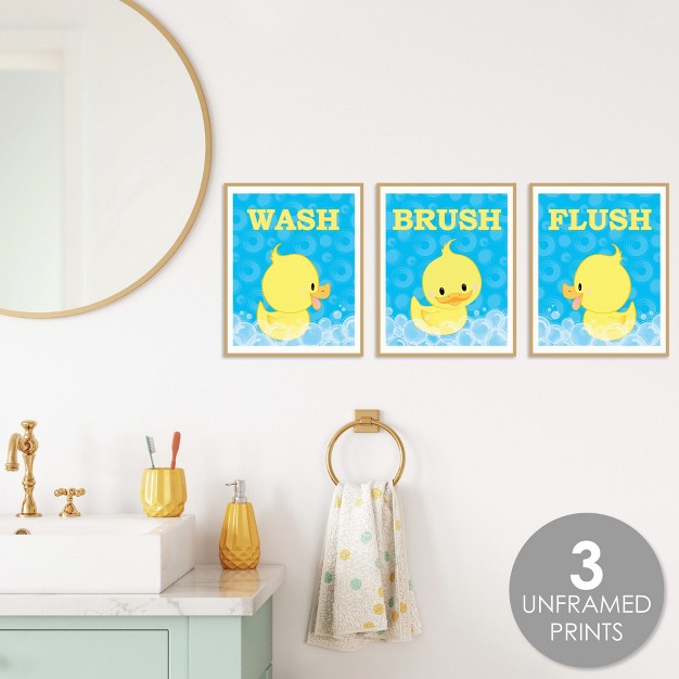 Big Dot Of Happiness Ducky Duck Unframed Wash Brush Flush Bathroom Wall Art 8 X 10 Inches Set Of 3 Prints