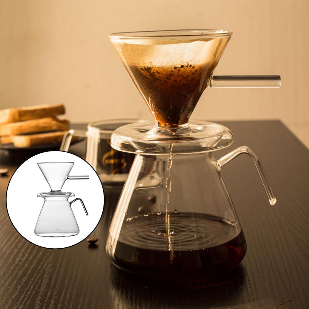 Manual Drip Brewer Coffee Pot Glass Carafe Teapot for Home Office, 600ml Capacity