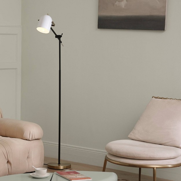 Florence Matte Black Floor Lamp With White Shade Globe Electric