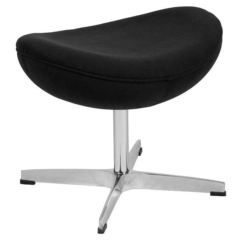 Merrick Lane Olwen Saddle Wing Ottoman Modern Faux Leather Black Footrest with Chrome Base