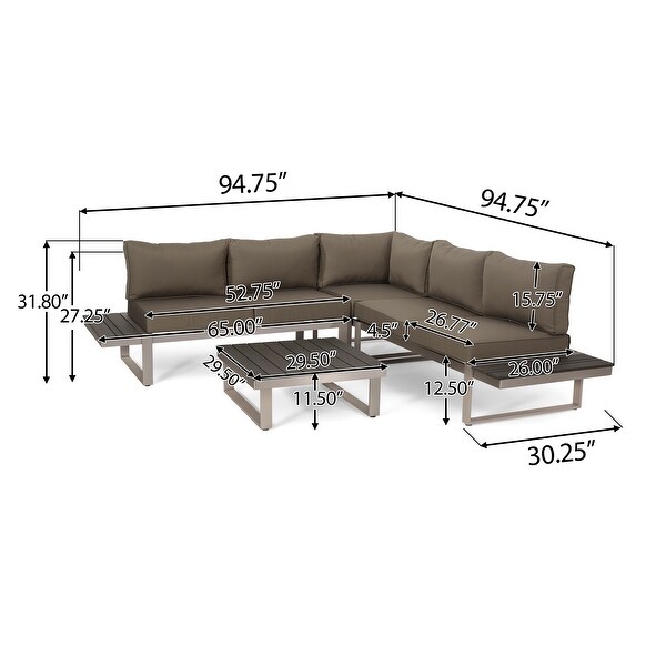 Sterling Aluminum 4piece Sofa Set with Cushions by Christopher Knight Home