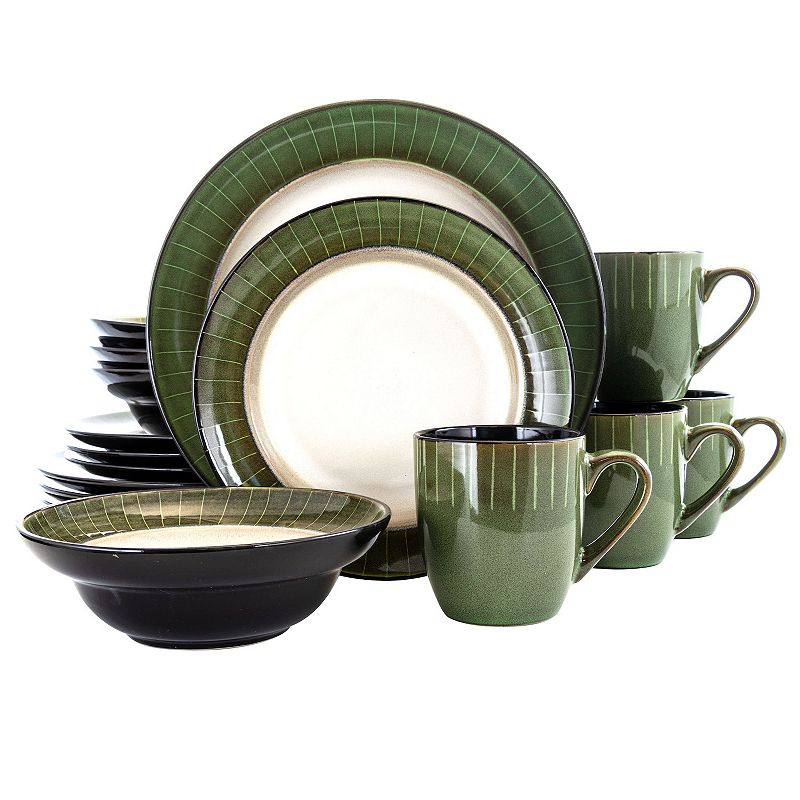 Elama Grand Jade 16 Piece Luxurious Stoneware Dinnerware with Complete Setting for 4， 16pc