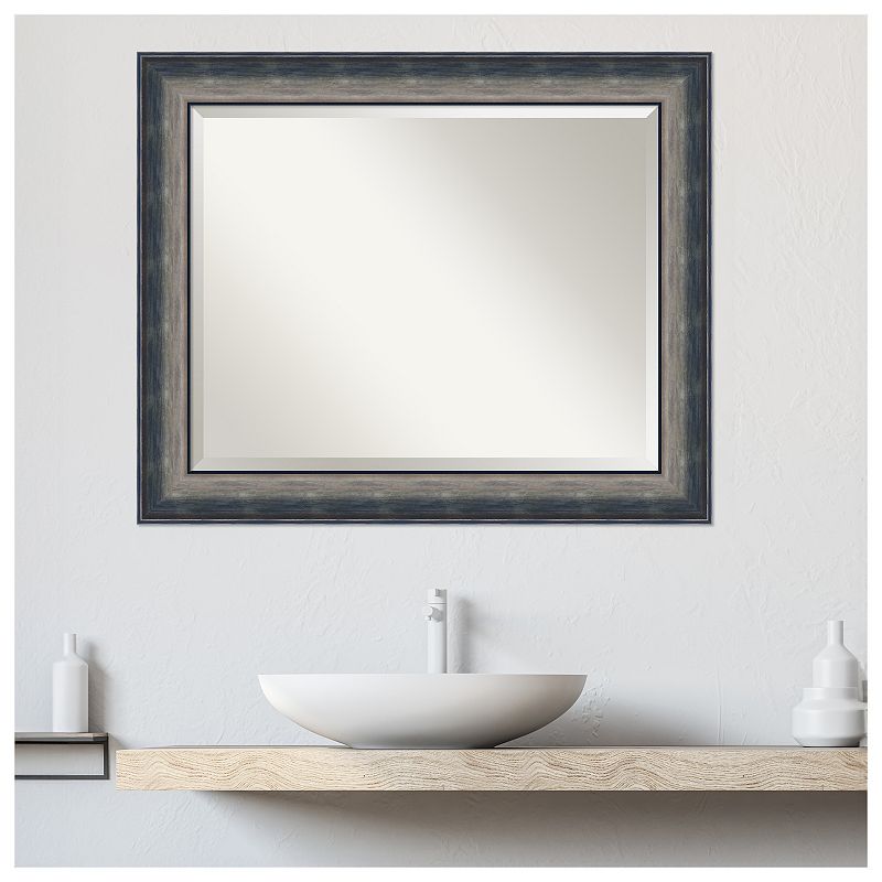 Quicksilver Scoop Beveled Wood Bathroom Wall Mirror