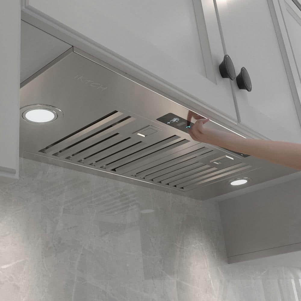 iKTCH 28 in 900 CFM Ducted Insert with LED 4 Speed Gesture Sensing and Touch Control Panel Range Hood in Stainless Steel