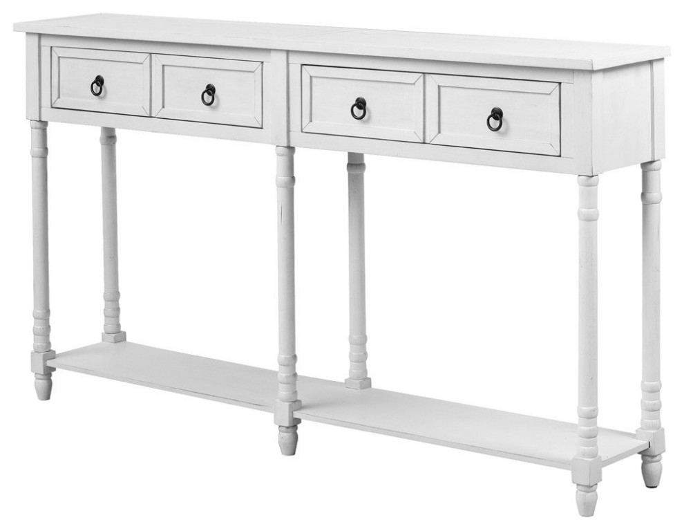 Traditional Console Table  Hardwood Frame  amp4 Drawers With Ring Pulls   French Country   Console Tables   by Decor Love  Houzz