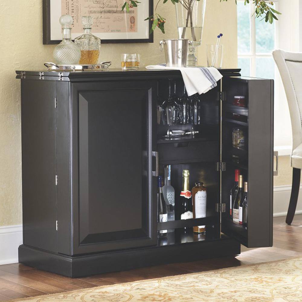 Home Decorators Collection Jamison Black Bar with Expandable Storage SK18215A