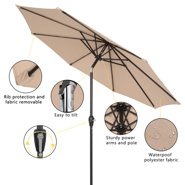 9FT Outdoor Central  Market Patio Umbrella Waterproof Folding Sunshade Without Umbrella base