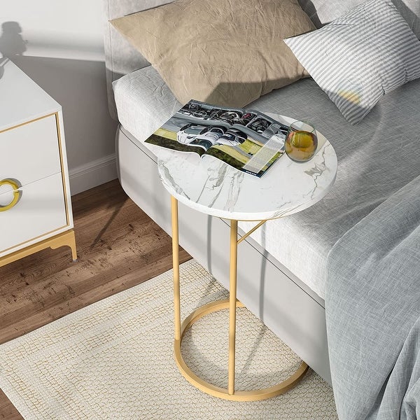 3-Tier Side Table， Rustic End Table with Storage Shelf