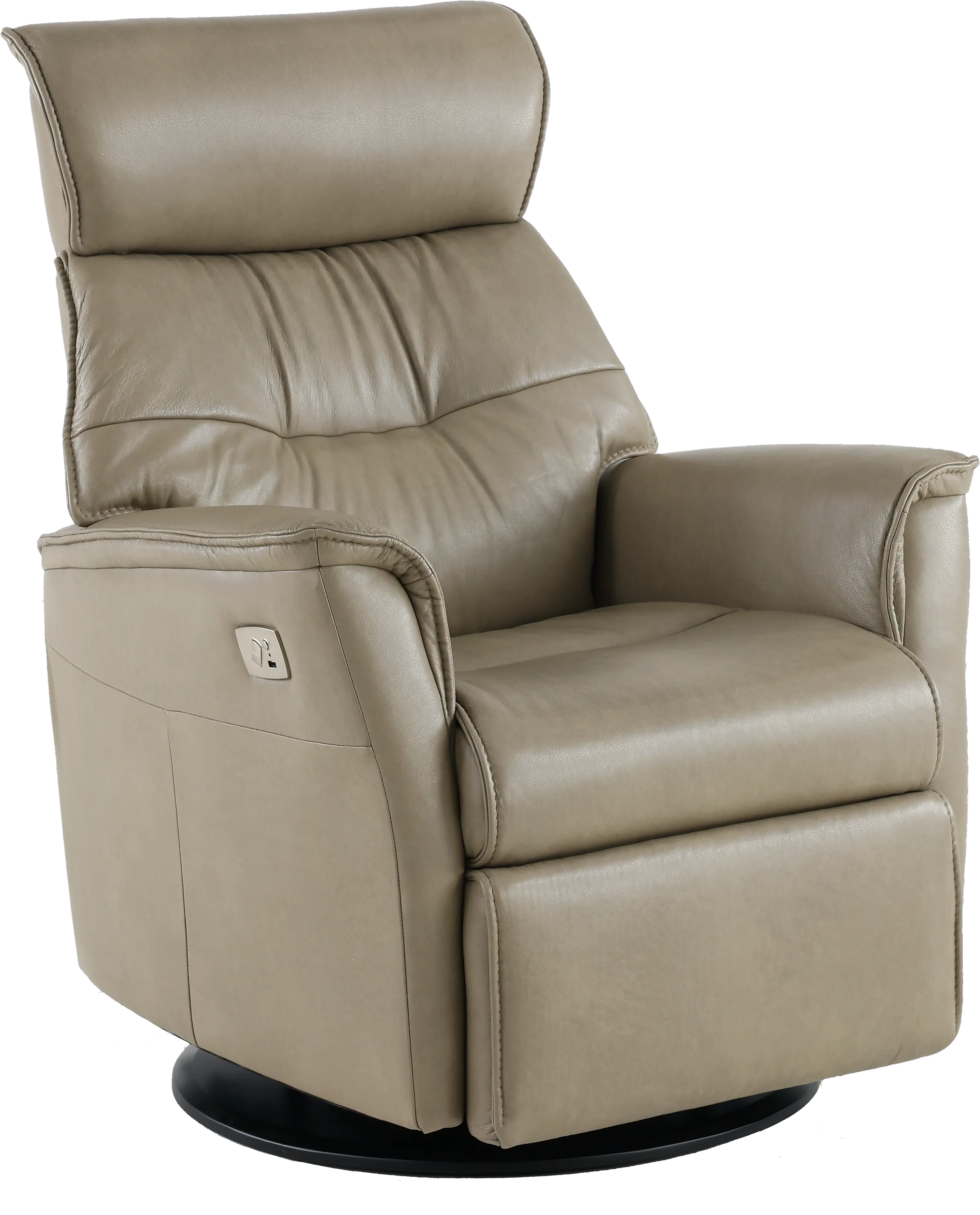 Captain Beige Standard Leather Swivel Glider Power Recliner