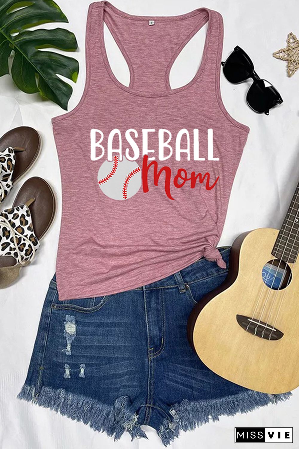 Baseball Mom Printed Sleeveless Tank Top Wholesale