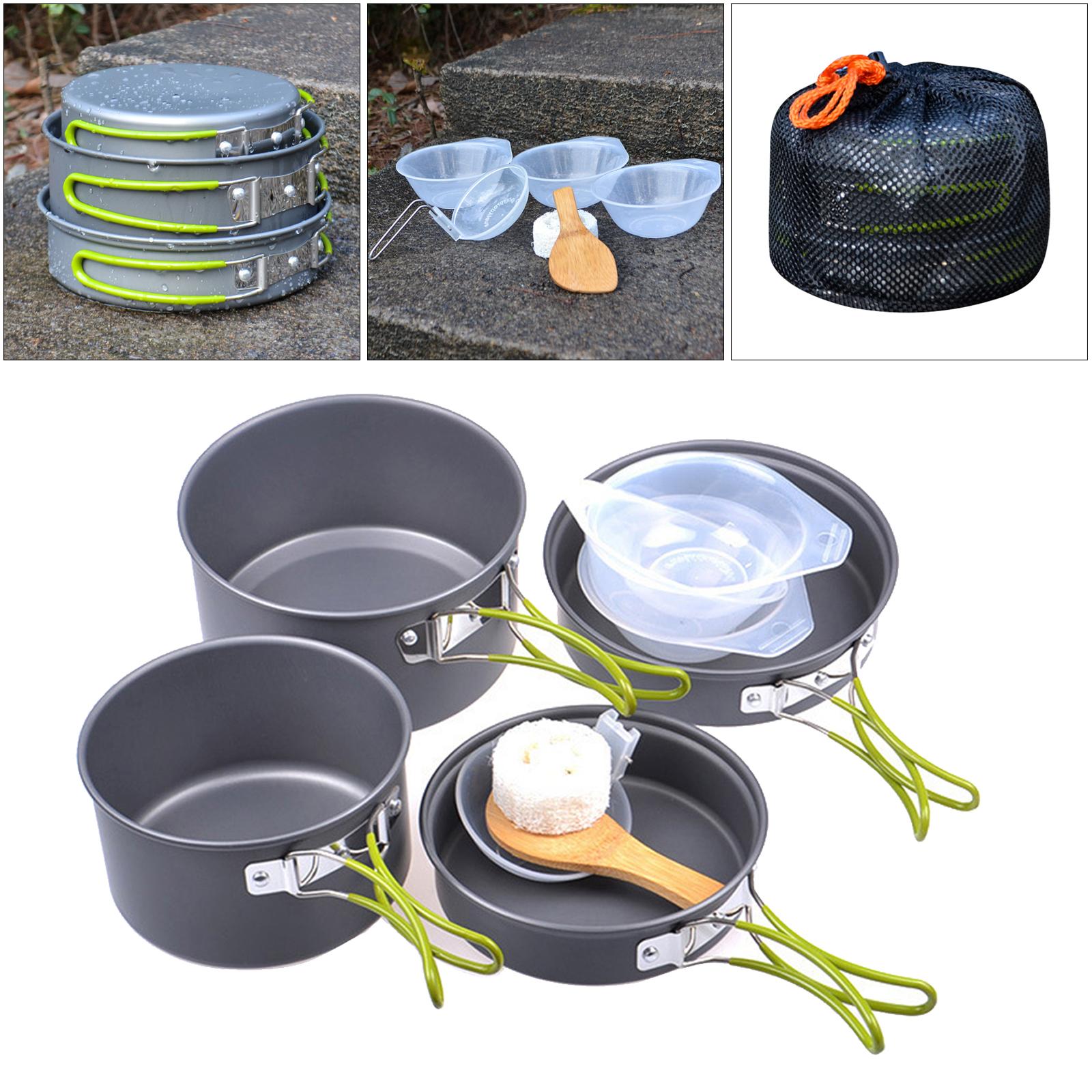 11 in 1 Portable Camping Cookware Kit Picnic Folding Aluminium Cooking Bowl Plate Spoon Campfire Utensils Backpacking Gear