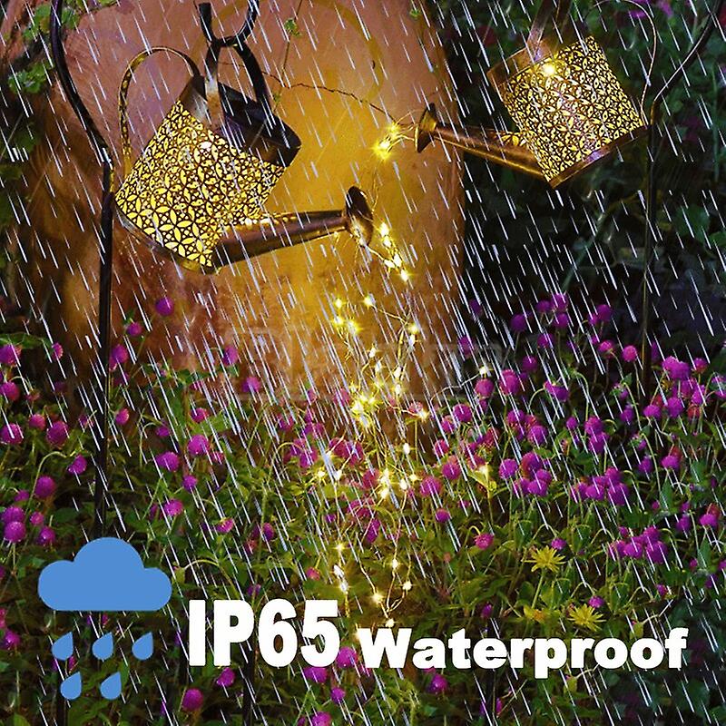 Solar Garden Hollow Out Lights Outdoor Waterproof Metal Watering Can Sprinkles Fairy Light For Patio Yard Balcony House Decor