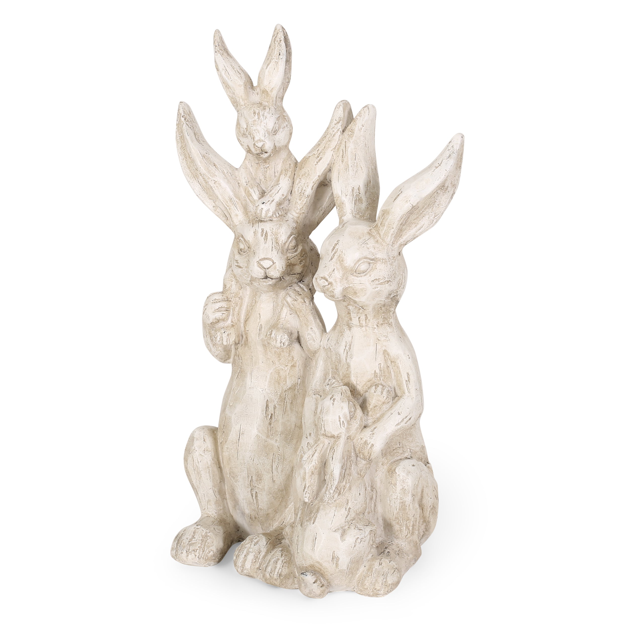 Reser Outdoor Rabbit Family Garden Statue, White