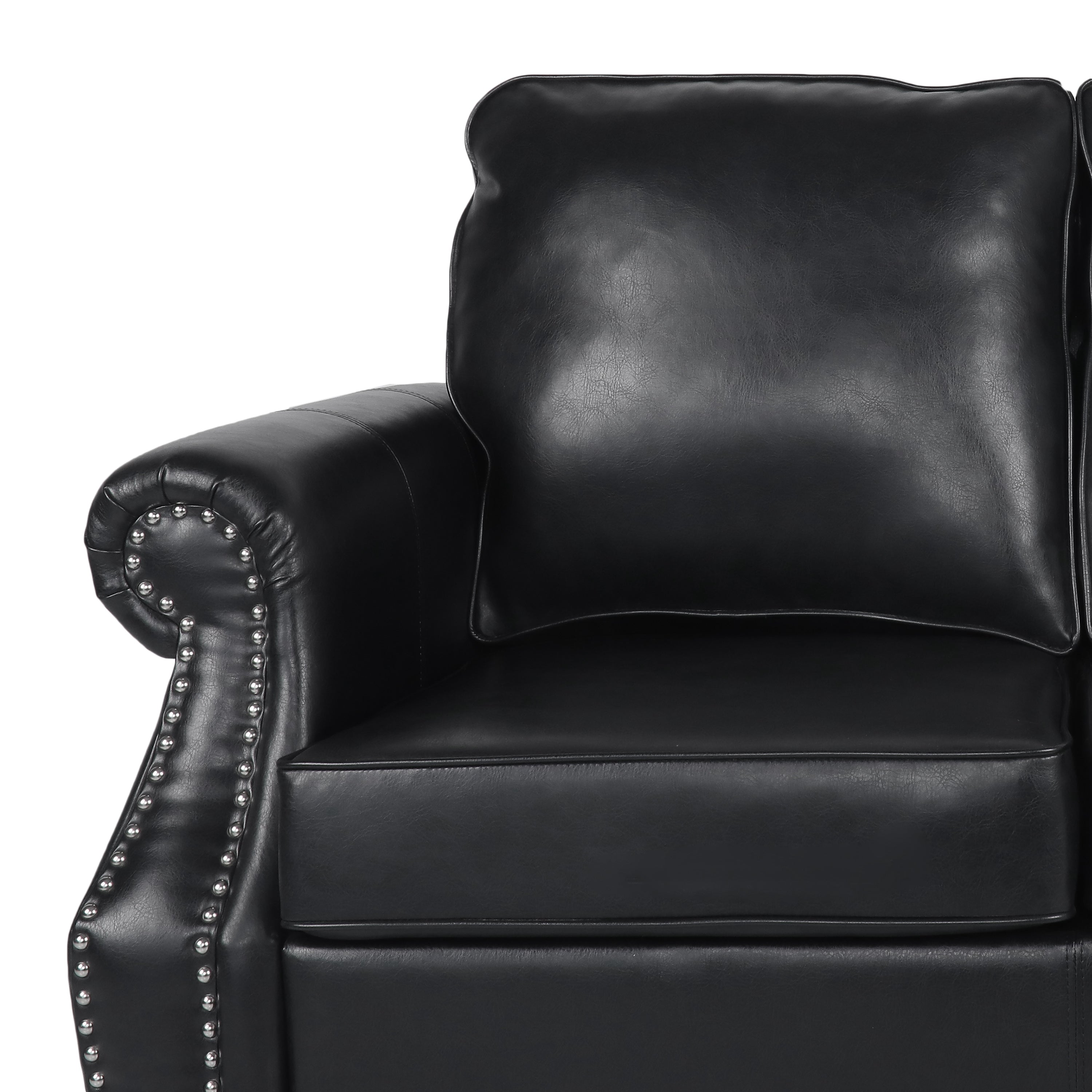 Pochelon Contemporary Faux Leather Loveseat with Nailhead Trim