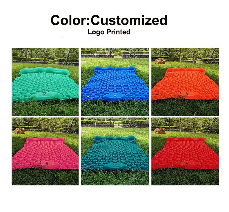 2 Person Camping Mat with Air Pillow Portable Air Mattress Waterproof Backpacking Sleeping Pad For Hiking Camping Fishing