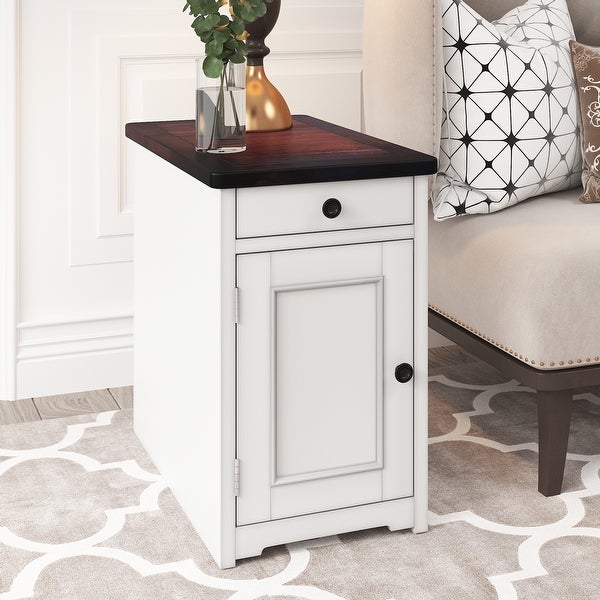 Livingroom End Table Sidetable Nightstand with USB Ports and Drawer